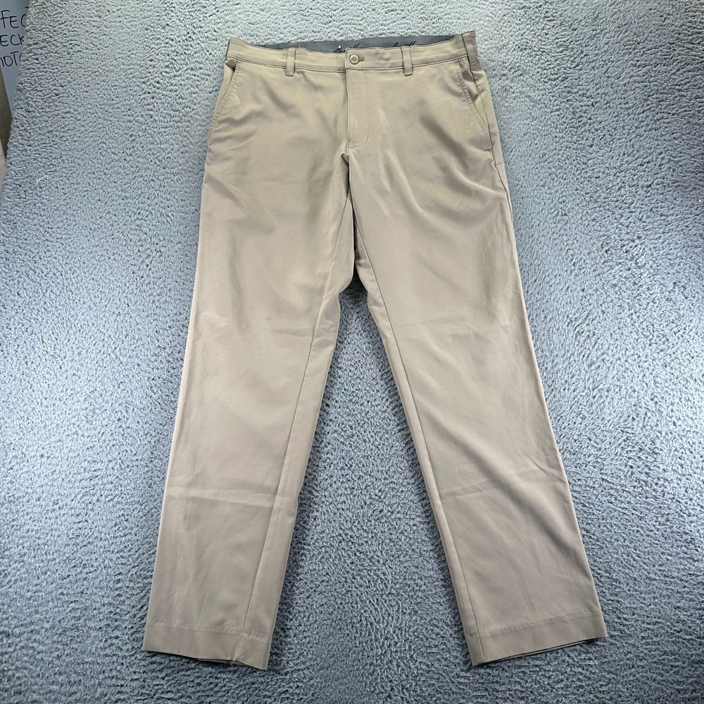 Ben Hogan Pant Mens 34x32 Beige Polyester Golf Straight Leg Performance Stretch